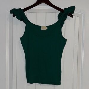 Nation Green Tank Top with Ruffle Sleeves